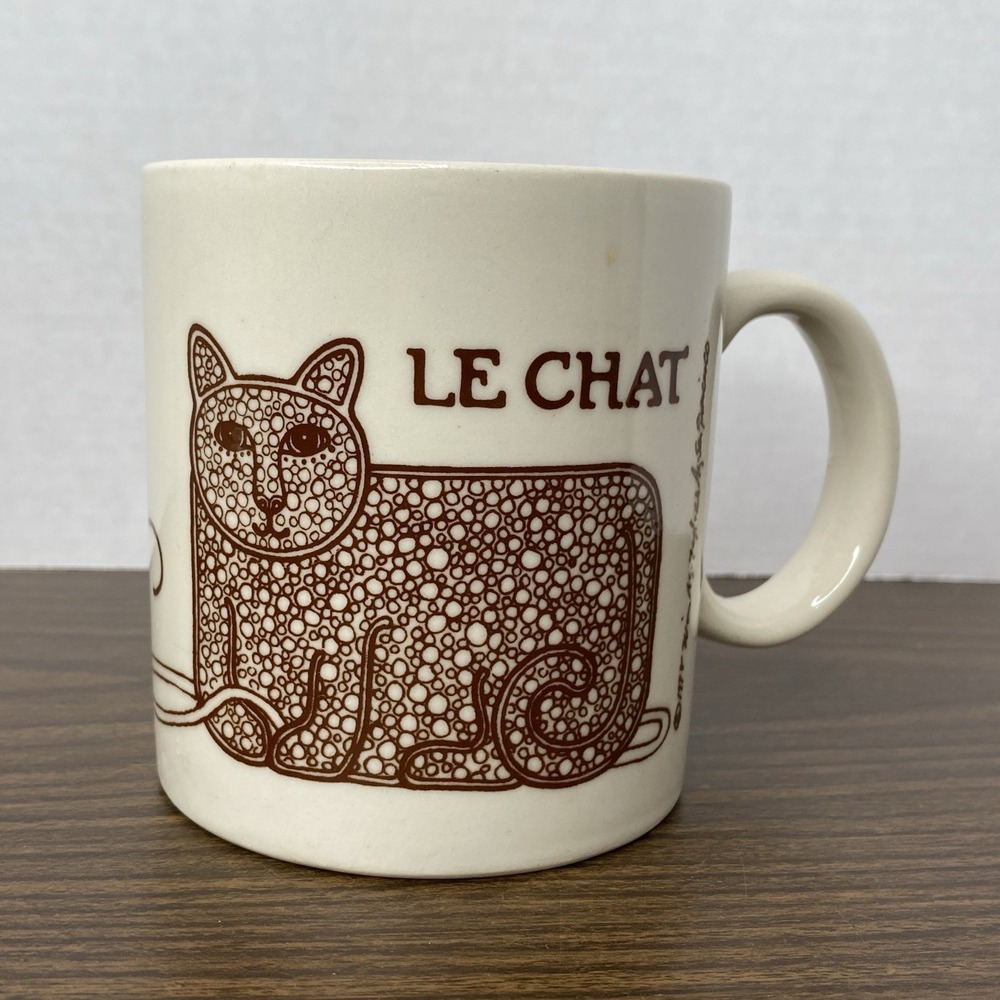 Vintage 1978 Taylor & Ng Le Chat Brown Cat, Mouse, Ball Of Yarn Coffee Mug